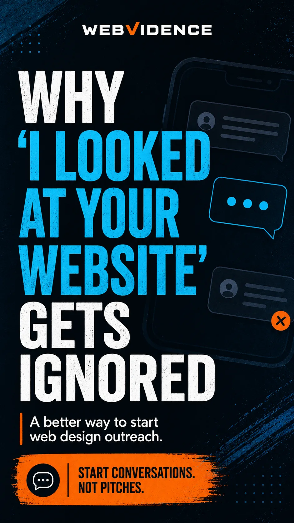 Webvidence branded graphic about ignored website outreach messages
