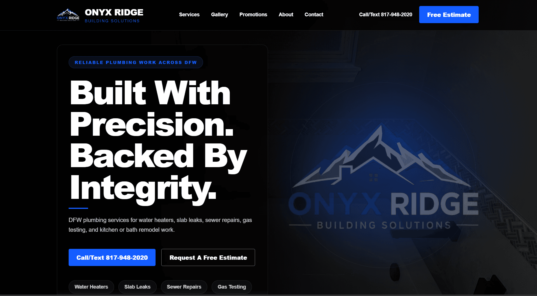 Modern contractor website redesign
